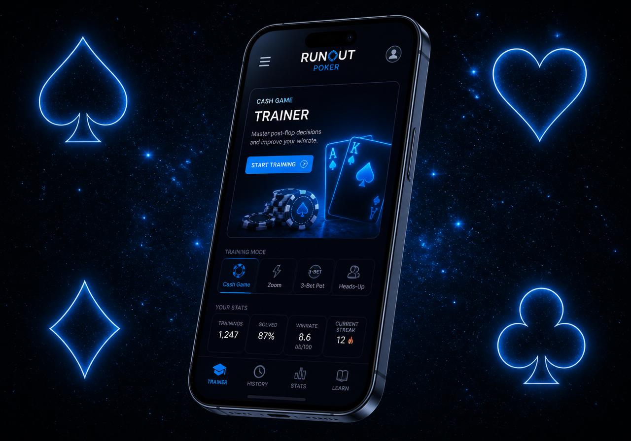 Runout Poker training app on iPhone